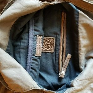 LUCKY Olive Italian Distressed Leather Slouch Bag